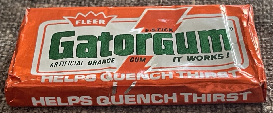 Goma de mascar Fleer Gatorgum Orange 1980 vintage sin abrir ¡Nuevo de Lote Antiguo!! Foto 3 de 4