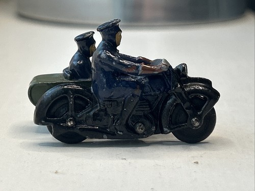 DINKY POLICE MOTORCYCLE PATROL 42b Black Motorcycle, Blue Rider, Vintage 1946-49 - Picture 5 of 16