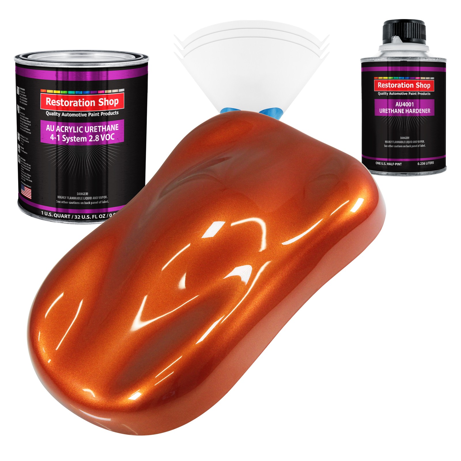 Inferno Orange Pearl Metallic Acrylic Urethane Auto Paint Quart Kit