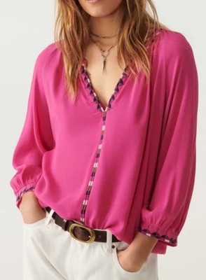 ba&sh Bash Theo Rose Pink & Purple Boho Pleasant Preppy Blouse Top $219 Sz US 4