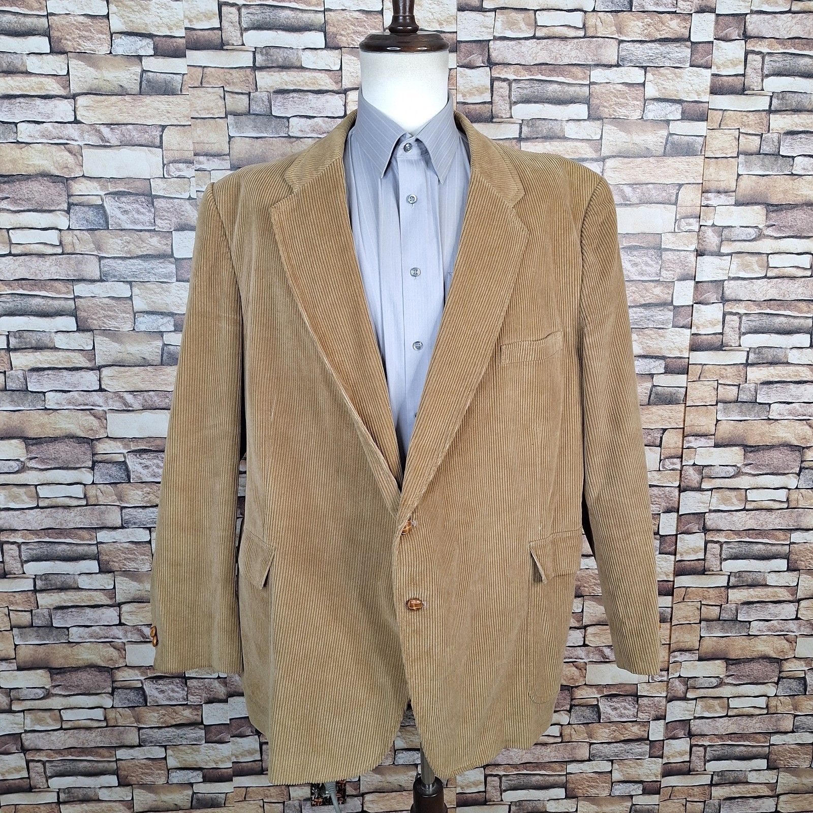 Woodmere Jacket Blazer Mens 56L Beige Corduroy with Elbow Patches