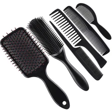 SIQUK 6 Pieces Hair Brush Comb Set Paddle Detangle and Black 