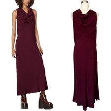 MARC JACOBS Halter Cowl Neck Dress Maxi Sleeveless Shift Wine Burgundy 6 NWT 
