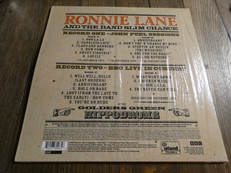 RONNIE LANE & THE BAND SLIM CHANCE - AT THE BBC - X 2 PINK LPS - 2019 - EX - Image 2 of 4
