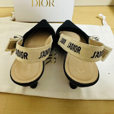 J'ADIORストラップ付き　ミュールサイズ37.5 CHRISTIAN DIOR Cotton Lambskin Mesh Cannage J'Adior
