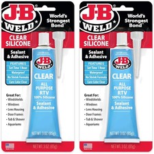 Clear RTV Silicone Sealant - All-Purpose Waterproof Adhesive, 3 oz. - 2-Pack