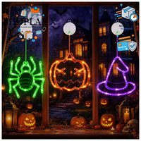 Halloween Fensterlichter 3Er Set KüRbis Spinne Hexenhut Deko FüR Festlichkeiten