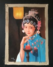 Chinese Hand Painted Canvas Oil Painting Beautiful Woman By Leng Jun 冷军 9300