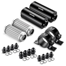 10 100 Micron Inline Fuel Filter Kit, Dual Stainless Steel Filters with Dual