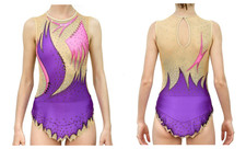 Women Girl Costume Rhythmic Gymnastics Leotard Teens Kids Competition purple