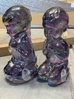 Vintage 1980s Fenton Praying Amethyst Carnival Glass Boy And Girl 4.25”