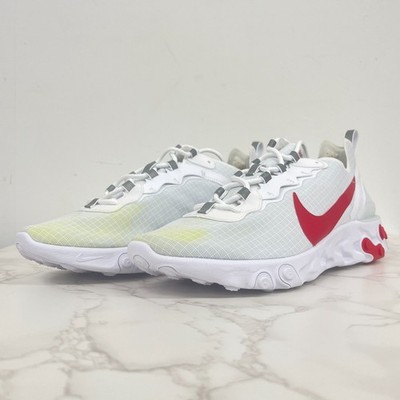 Nike React Element 55 'White University Red' Mens Size 9.5 / BQ6167-102 MSRP$130