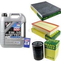 Mann Inspektionspaket 5L Liqui Moly Top Tec 5W-30 FüR Audi A3 1.6 1.8 TT Skoda