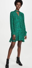 Parker Mercer Jaded Jaguar Silk Blend Neck Tie Shift Dress Size XXS Retail $338