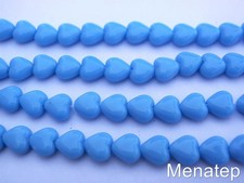 50 6x6mm Czech Glass Heart Beads: Opaque Turquoise Blue