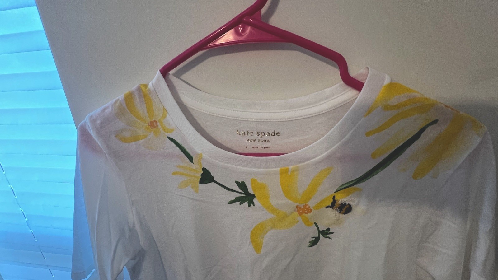 Kate Spade Floral Neckline Tee Bee Small Embroidered
