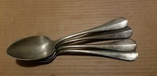 4 ANTIQUE COLLECTIBLE SPOONS 8.5" METAL BLANC 20 SILVER PLATE
