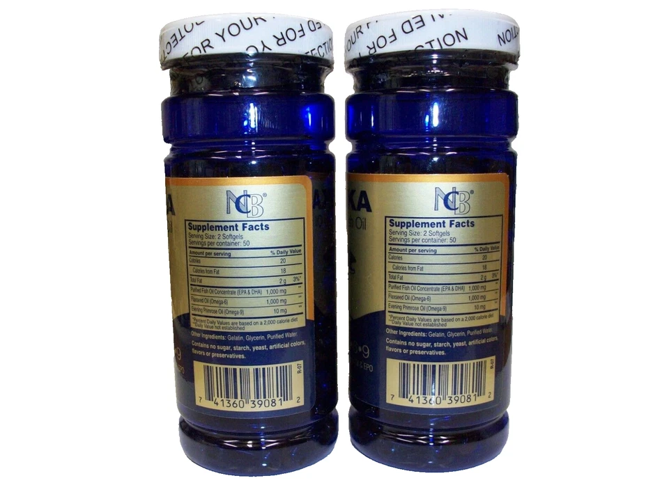 Aceite de pescado de aguas profundas de Alaska 1000 mg Omega 3-6-9 100 cápsulas blandas (2 btl.) Foto 2 de 3