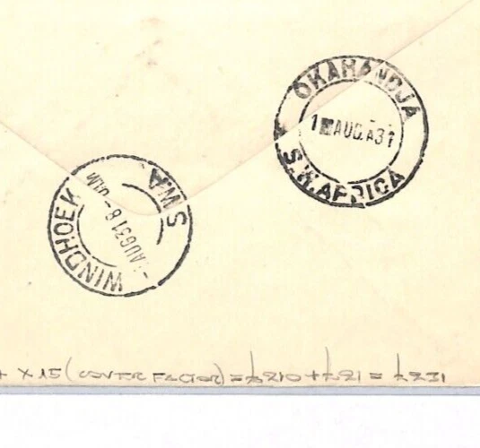 SOUTH WEST AFRICA Air Mail 1931 *SWA OFFICIAL* PAIR Windhoek Okahandja YJ182 - Image 4 of 4