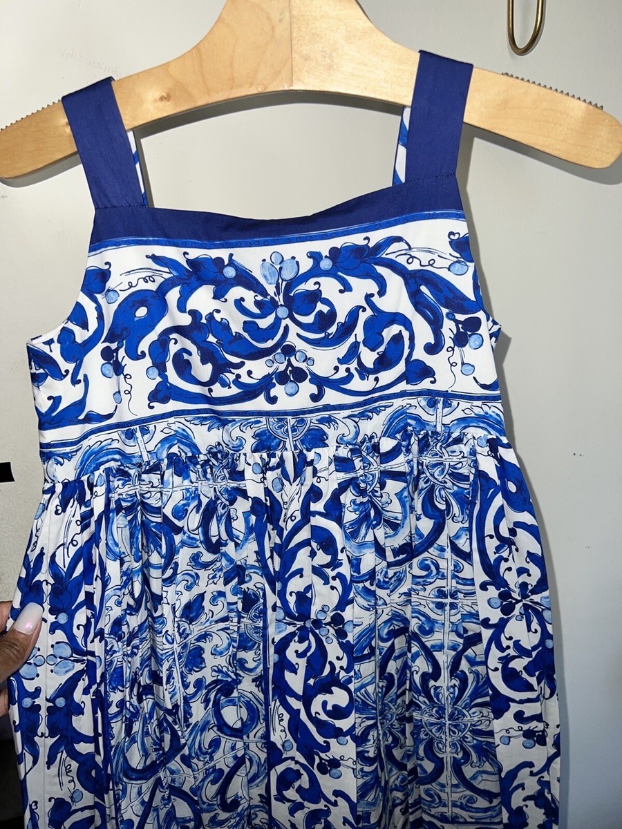 ワンピース DOLCE&GABBANA Majolica Kids Dress DG Majolica cotton poplin dress in purple - Dolce Gabbana