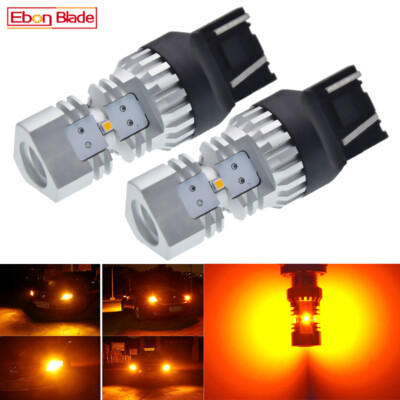 2 x 7443 7440 T20 CSP 15W LED Car Indicator Turn Side Light Bulb Amber Yellow