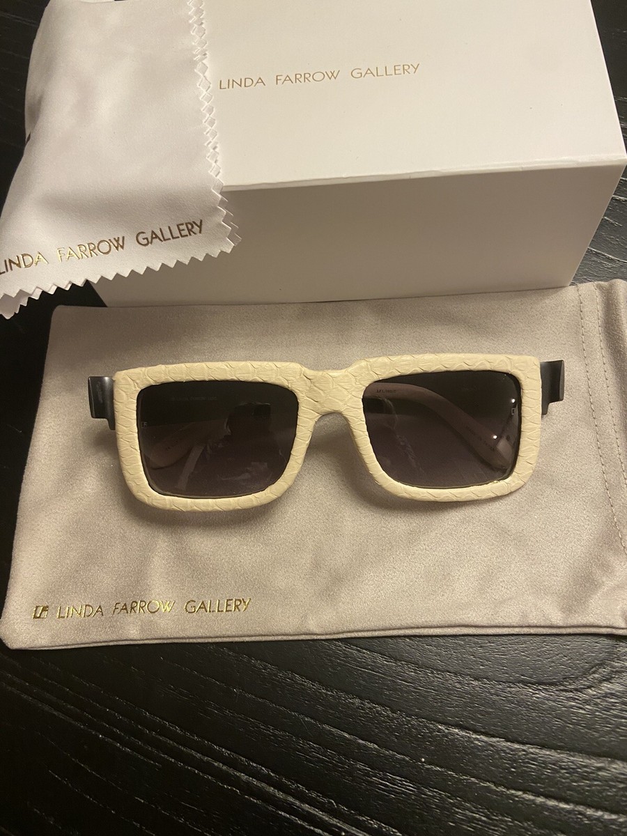 小物 Linda Farrow Sunglasses Linda Farrow Luxe Snakeskin Sunglasses Black Ivory Trim Cat 02 LFL