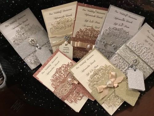 HOCHZEITSEINLADUNG VINTAGE KRAFT BRAUN KARTE BINDFADEN & ELFENBEIN KARTENVERPACKUNG LASERGESCHNITTEN - Bild 4 von 4