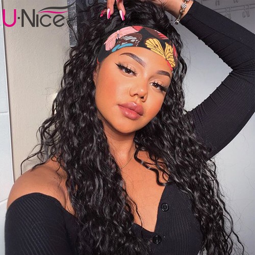 UNice Malaysian Water Wave Headband Human Hair Wig Glueless Wear and Go Wigs 18" - Picture 7 of 12