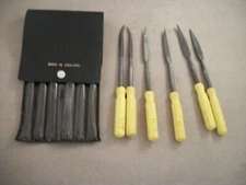 Vintage Set of Six Plastic Handle 6" Files Marked Made in England