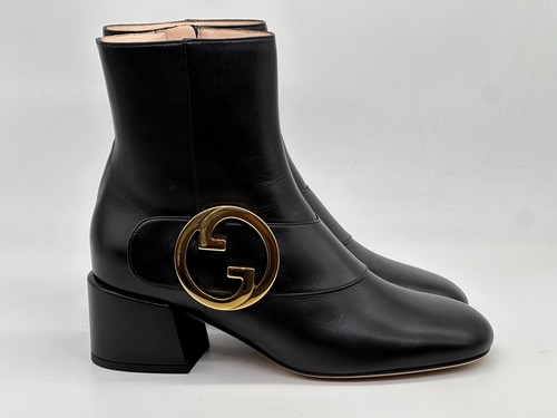 Gucci Rubia Entrelazada GG Medallón Logotipo Botines al Tobillo Tacones $1390 - Imagen 6 de 17