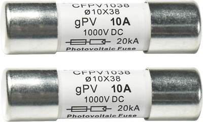 2-Pack HQRP Solar PV Schnellwirkend Photovoltaik Fuse Link CFPV-1038 10A 1000V D