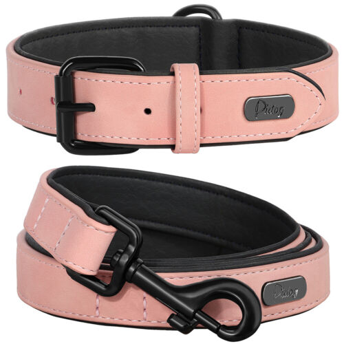 Soft Leather Dog Collar and Lead set Heavy Duty Adjustable for Small Large Dogs - Picture 6 of 21