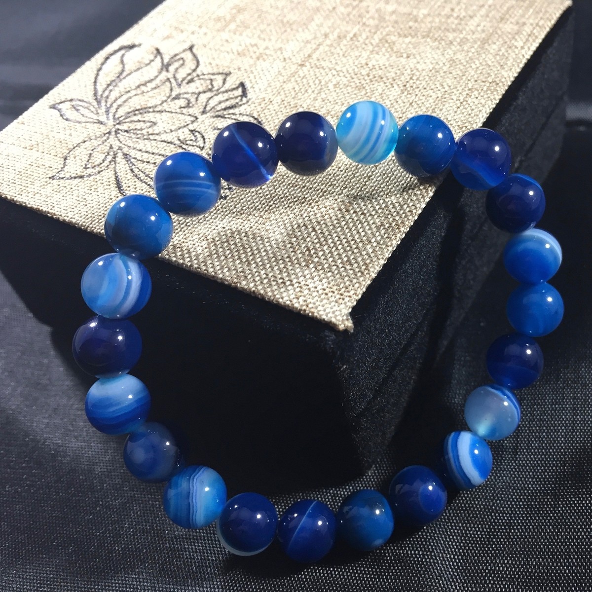 Natural Indian Agate Gemstone Bracelet 7 Inch Stretchy Chakra