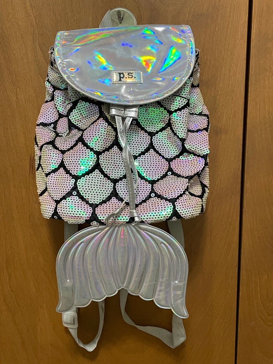 aeropostale Hologram Silver Sequin Fish Fin Scale Drawstring