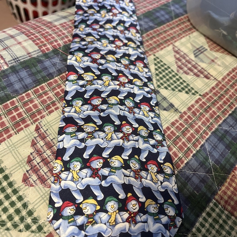 Golden wreath men’s necktie Tie winter snowman dancing holidays Christmas