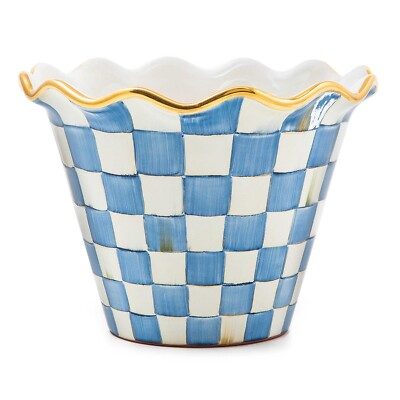 MacKENZIE CHILDS ROYAL CHECK 8'' CERAMIC GARDEN POT BNIB
