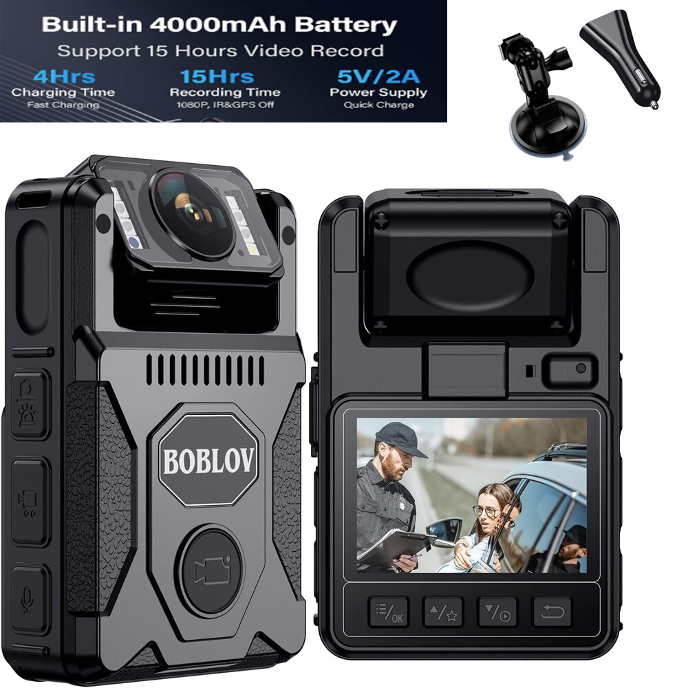 BOBLOV Body Camera with Audio Video 180&deg; 15 Hours Record fo