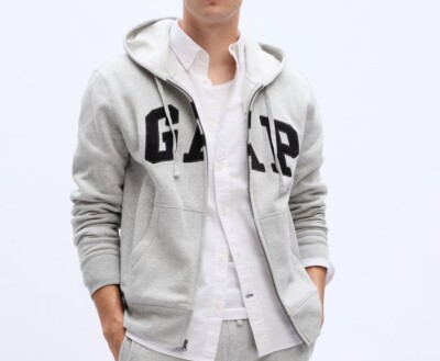 GAP Kids Zip Hoodie Comfy Fleece Gray Black Long Sleeve