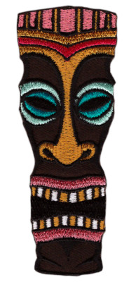 ak28 Tiki Maske Hawaii Voodoo Aufnäher aufbügeln Bügelbild Patch 3,6 x 9,5 cm