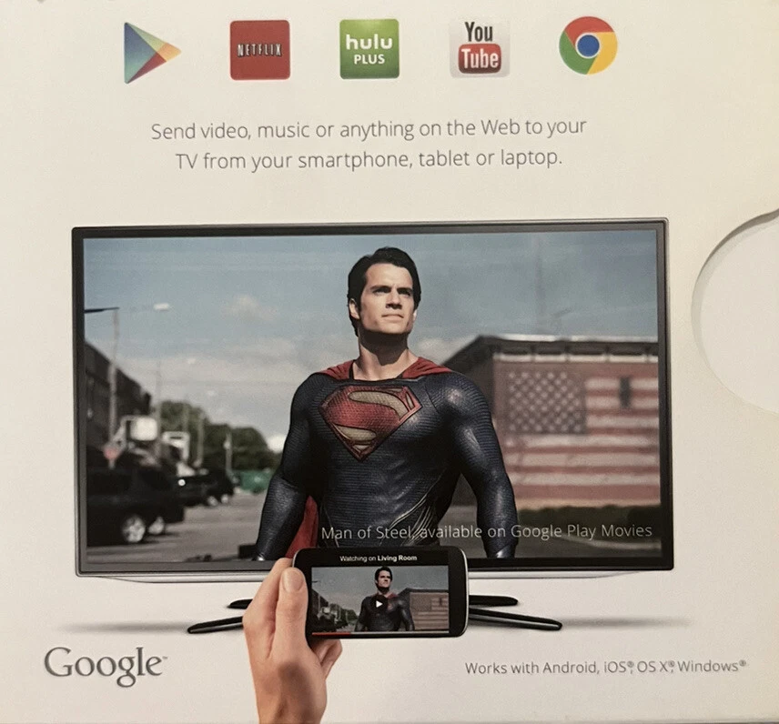 Google Chromecast HDMI Media Streamer Black H2G2-42 USB-A Cable - Image 4 of 4