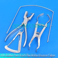 1 Set (4pcs) Rubber Dam Punch Plier Holder & Iwanson Caliper Dental,DN-459