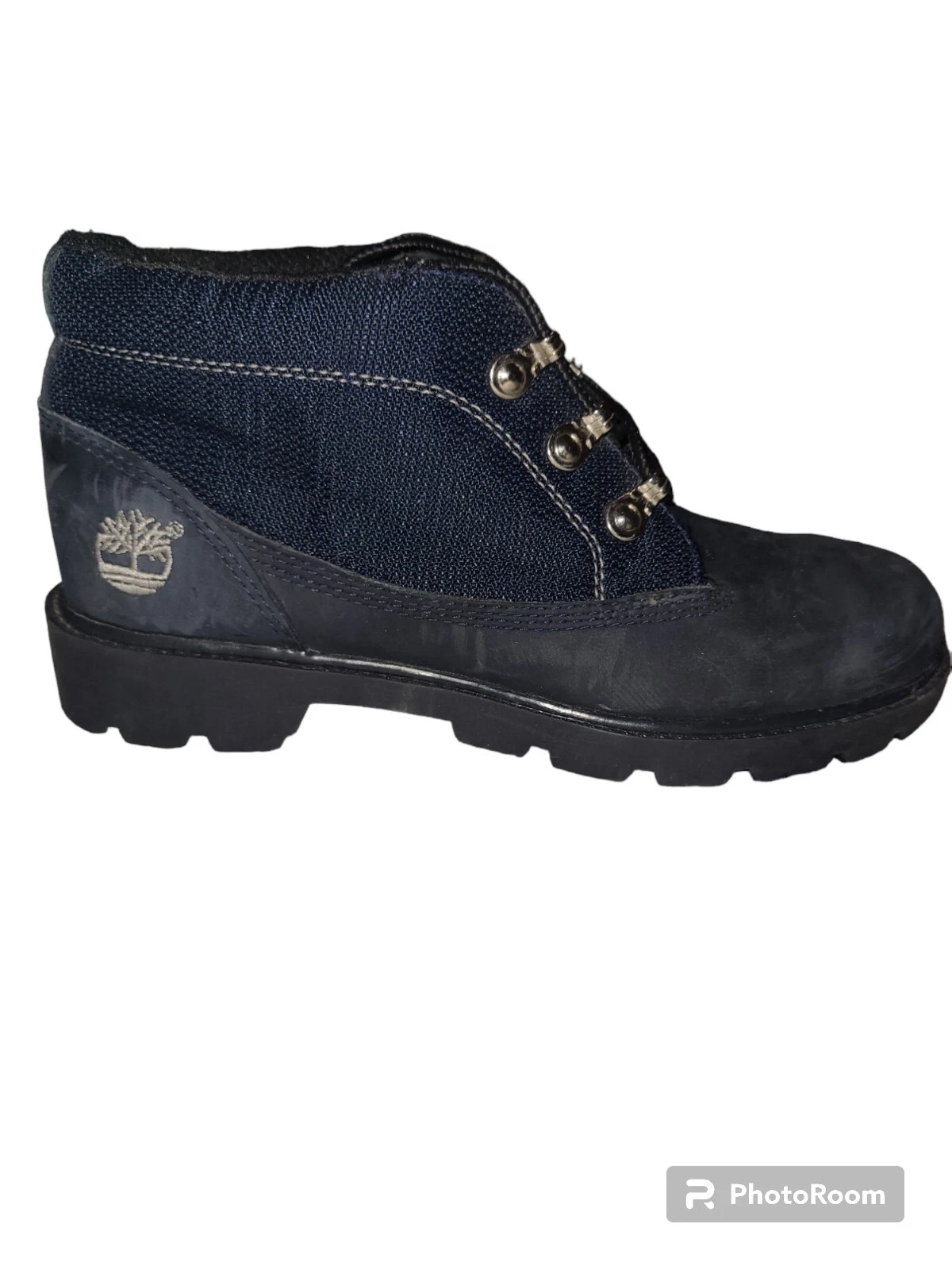 Timberland Youth taglia 3 giovane impermeabile escursionismo all'aperto blu navy chukka