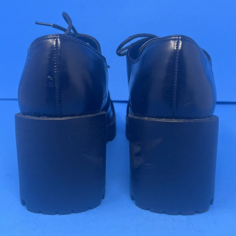 Fashion Bug Women Shoes Size 7 Black Chunky Faux Leather Heel Platform Loafers.. - Image 3 of 4