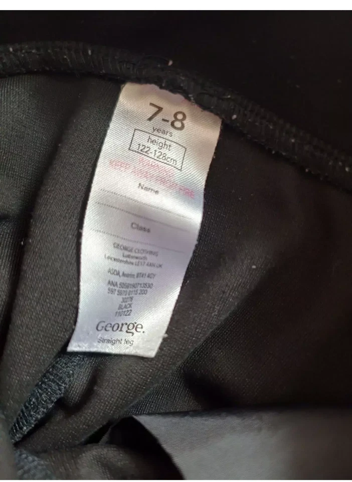 George Girls Jersey Pull Up School Trousers Uniform Heart Pendant Ages 7-8 Black - Image 3 of 4