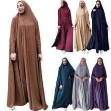 Ramadan Prayer Kaftan Overhead Burqa Abaya Women Khimar Long Dress Muslim Robe