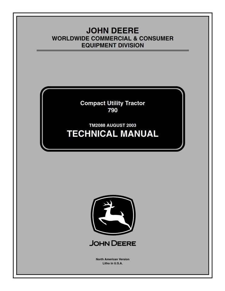 John Deere 4100 Compact Utility Tractors Service Technical Manual