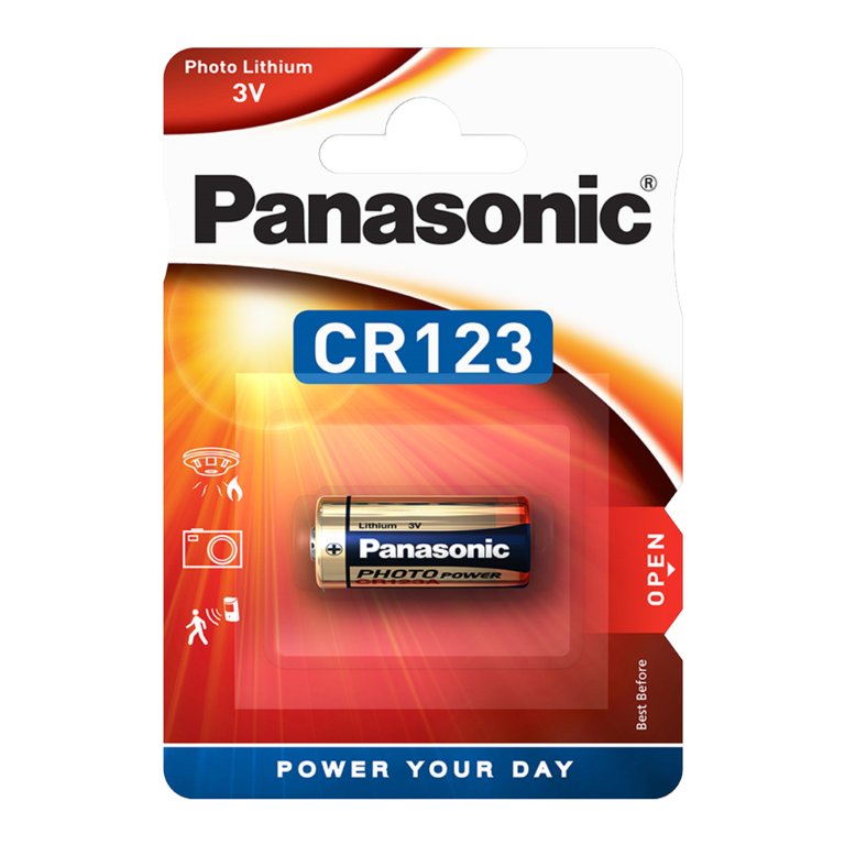 Panasonic CR123 cylindrical lithium battery for high power-consuming lightweight appliances such as smoke alarms, intruder alarm systems, head lamps, cameras, 3V, pack of 1. - Image 6