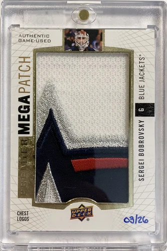 2017-18 UD Premier Mega Patch #PMP-SB Sergei Bobrovsky Game Used Chest Logos /26