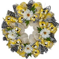 Bumble Bee Spring Summer Ribbon Deco Mesh Wreath