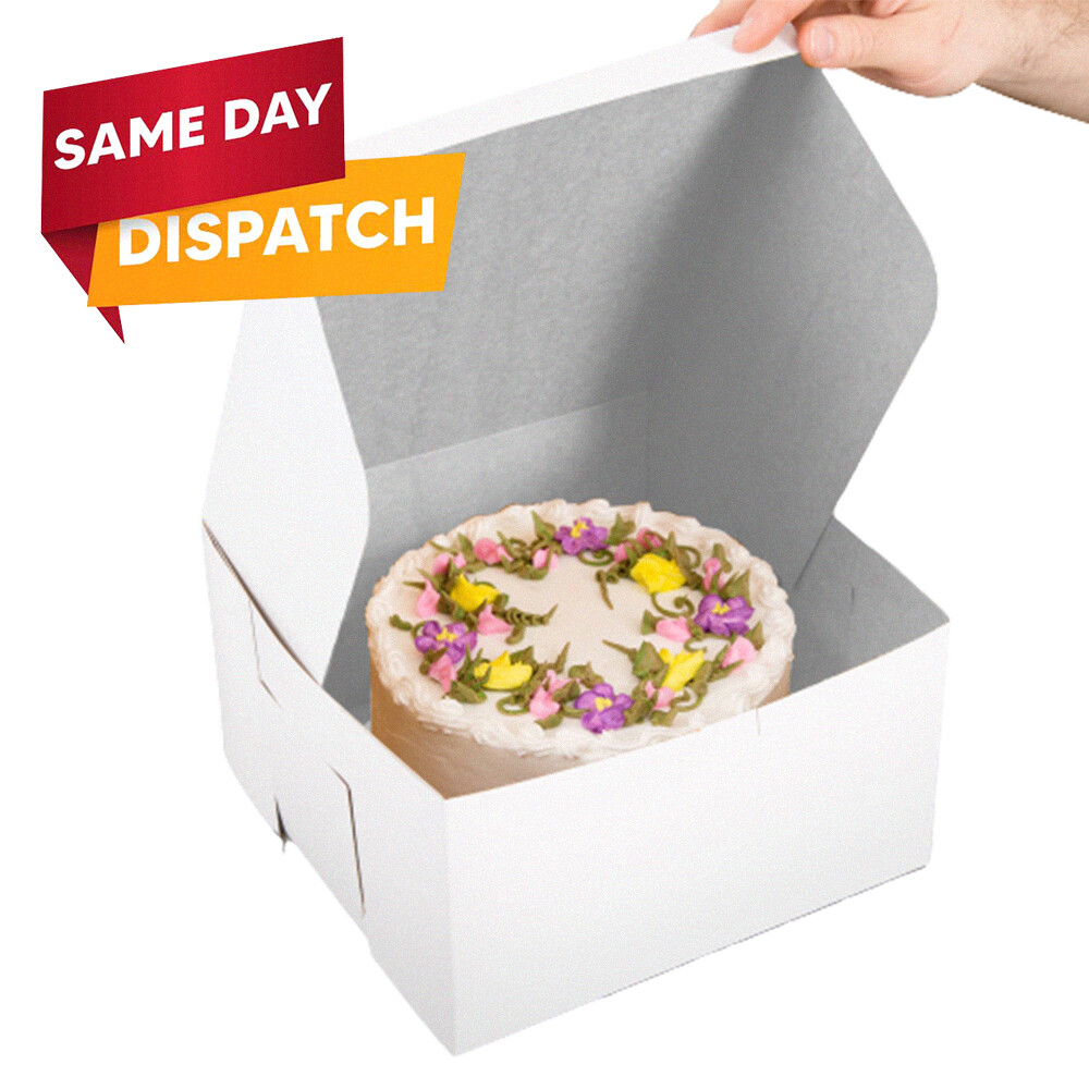 White Fold Flat Cardboard Cake Box for Pastry Muffins Dessert